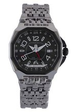 Gio Monaco 720-S2 Medusa Octagon Black Dial Steel GMT