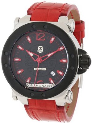 Gio Monaco 763-A2 Graffiti Automatic Black Dial Alligator Leather