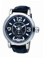 Gio Monaco 814-F Crepacci Black Dial Luminous Leather Date