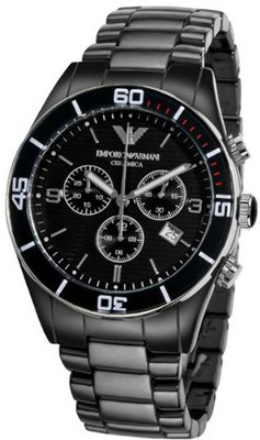 Armani Ceramica Chronograph Black Dial #AR1421