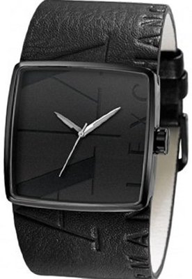 Armani Exchange Leather Strap Black Dial #AX6002