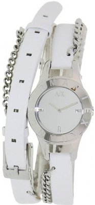 Armani Exchange White Dial White Leather Ladies AX4146