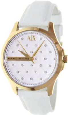 Armani Exchange White Dial White Leather Ladies AX5207