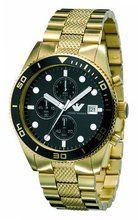 Armani Quartz Chronograph Goldtone Steel Black Dial AR5857