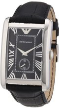 Emporio Armani AR1604 Gents Stainless Steel with Black Leather Strap