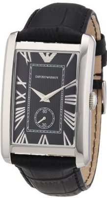 Emporio Armani AR1604 Gents Stainless Steel with Black Leather Strap