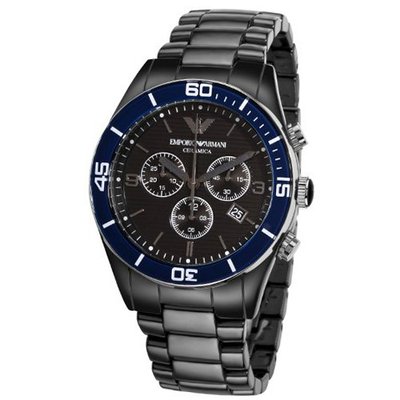 uGIORGIO ARMANI Armani AR1429 Quartz Black Dial Ceramic Chronograph 
