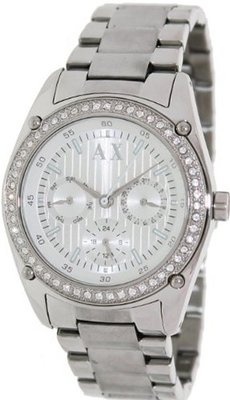 uGIORGIO ARMANI Armani Exchange Crystal Accents Silver Dial #AX5030 
