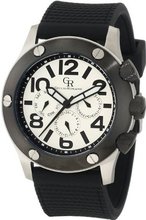 Giulio Romano GR-3000-04-001 Piemonte Luminous Silver Dial Black IP Bezel Dual-Time Day-Date Black Silicone Strap