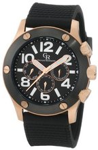 Giulio Romano GR-3000-09-007 Piemonte Luminous Black Dial IP Case and Bezel Dual-Time Day-Date Black Silicone Strap