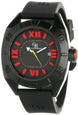Giulio Romano GR-6000-14-004 Termoli Black Aluminnum Embossed Dial Rubber Date