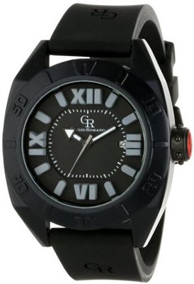 Giulio Romano GR-6000-14-011 Termoli Black Aluminnum Embossed Dial Rubber Date