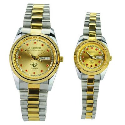 Ardour 2137 New Stylish Fashionable Rhinestone Water-proof Copper Alloy Couples Gold