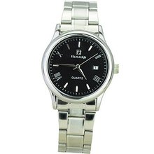 Biaoqi Simple Couple Quartz Movement with Round Dial Calendar-Black Dial