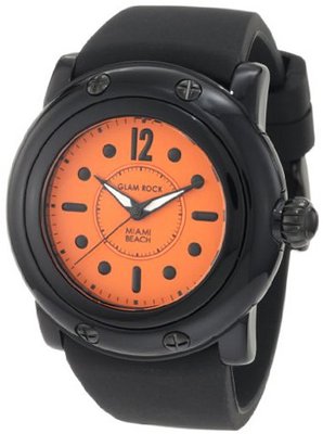 Glam Rock GR25027 Miami Beach Bright Orange Dial Black Silicone