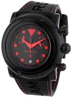 Glam Rock GR61113-PNKST Miami Beach Chronograph Black Textured Dial Black Silicone