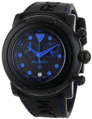 Glam Rock GR61117-BLUST Miami Beach Chronograph Black Textured Dial Black Silicone