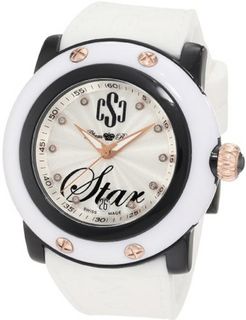 Glam Rock GR63000 Miami Beach Diamond Accented Silver Textured Dial White Silicone