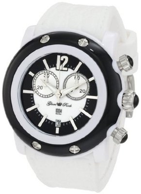 Glam Rock GRD25106 Miami Beach Chronograph Silver Textured Dial Black Silicone