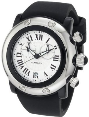 Glam Rock GW25129 Miami Beach Chronograph Silver Dial Black Silicone