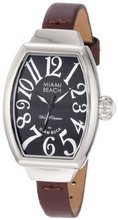 Glam Rock MBD27068 Miami Beach Art Deco Black Dial Brown Leather