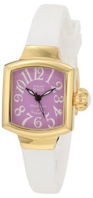 Glam Rock MBD27130 Miami Beach Art Deco Purple Dial White Silicone