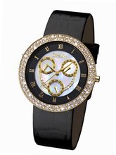 Glamour Time GT800G3-1 Ladys Wrist Black Leather Strap