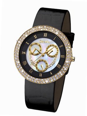 Glamour Time GT800G3-1 Ladys Wrist Black Leather Strap