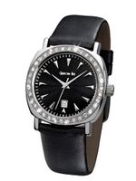 Glamour Time Ladies GT200ST1-1-in with Black Dial and Black Leather Strap