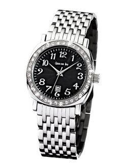 Glamour Time Ladies GT200ST1-2-ar with Black Dial and Silver Stainless Steel Bracelet