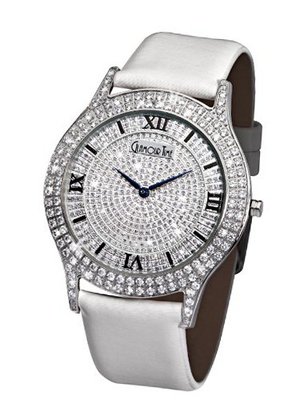 Glamour Time Ladies GT300ST7-1wh with Silver Dial and White Leather Strap
