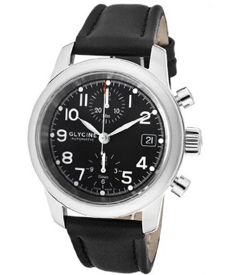 Ningaloo Reef Automatic Chrono Dual Time Black Dial Black Genuine Leather