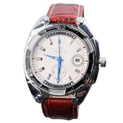GOER Fashion Date  Brown Leather Band White dial Mechanical Wrist