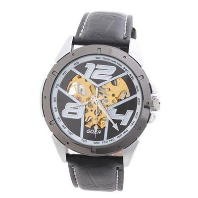 Goer Fashion  Military Hand-winding Mechanical Analog Wrist Black