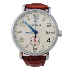 Goer  Mechanical Date White Dail PU Wrist