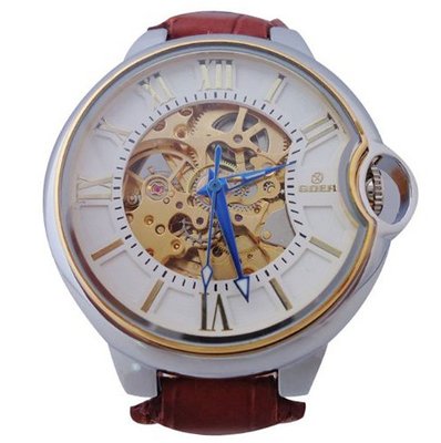 Goer Mechanical Skeleton Stainless Steel Roman Numberal Wrist