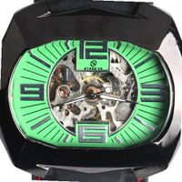 Goer Silicon Rubber Big Band Army Military  Auto Mechanical See Through Wrist Green