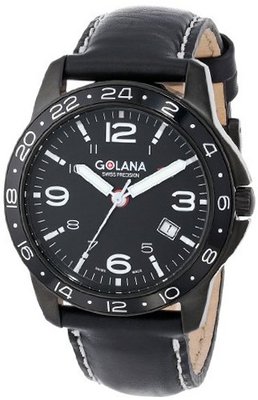 Golana Swiss AE310-1 Aero Steel Leather Two Time Zone