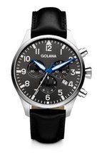 Golana Aero Chrono Quartz with Grey Dial Chronograph Display and Black Leather Strap AE600-2