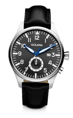 Golana Aero Gmt Quartz with Grey Dial Analogue Display and Black Leather Strap AE500-2