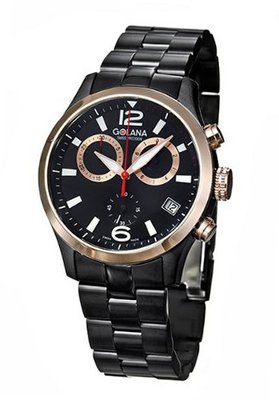 Golana Aero Pro Black Swiss Made Aviators Chronograph AE220-2