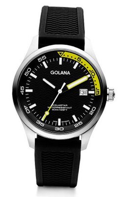 Golana Aqua Three Hands Quartz with Multicolour Dial Analogue Display and Black Rubber Strap AQ400-1