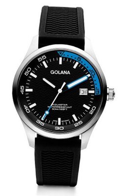 Golana Aqua Three Hands Quartz with Multicolour Dial Analogue Display and Black Rubber Strap AQ400-3