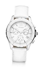 Golana Aura Chrono Quartz with White Dial Chronograph Display and White Leather Strap AU400-1