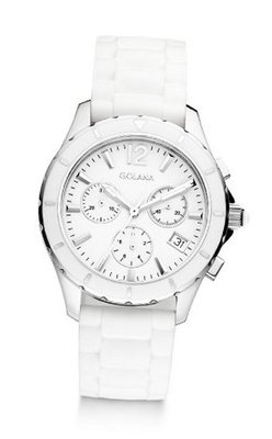 Golana Aura Chrono Quartz with White Dial Chronograph Display and White Rubber Strap AU400-2