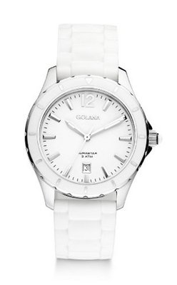 Golana Aura Three Hands Quartz with White Dial Analogue Display and White Rubber Strap AU300-2
