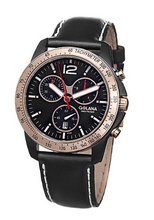 Golana TE220-1 Gents Quartz Chronograph Black Leather Strap