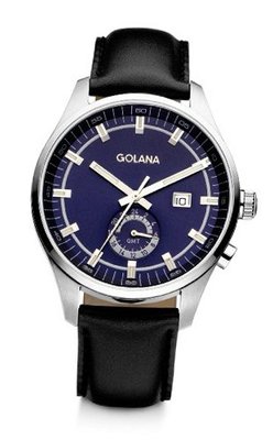 Golana Terra Gmt Quartz with Blue Dial Analogue Display and Black Leather Strap TE300-3