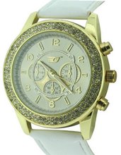 uGolddigga GOLDDIGGA quartz with beige Dial analogue Display and white PU Strap DIG57/B 