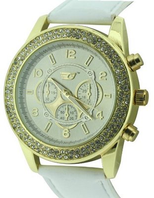 uGolddigga GOLDDIGGA quartz with beige Dial analogue Display and white PU Strap DIG57/B 
